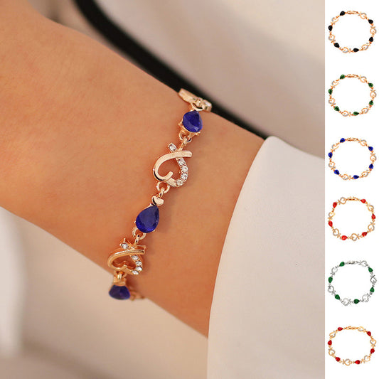 Bracelet d'amour creux avec strass, bracelet tendance en forme de cœur pour vos sortie chic