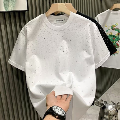 Fashion Trendy Brand Light Luxury Short Sleeves Star Hot Drill Niche Internet Celebrity