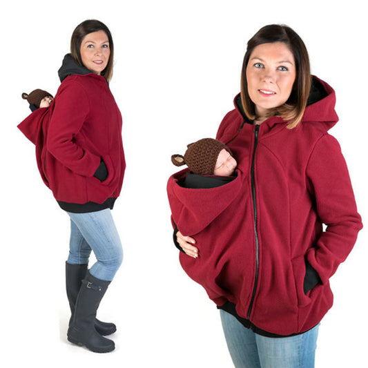 Manteau pull kangourou multifonction trois en un pour maman