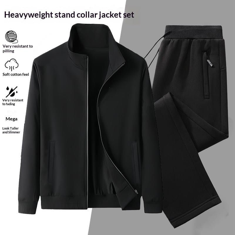 Casual Cardigan Hoodie Stand-up Collar Jacket And Pants Set