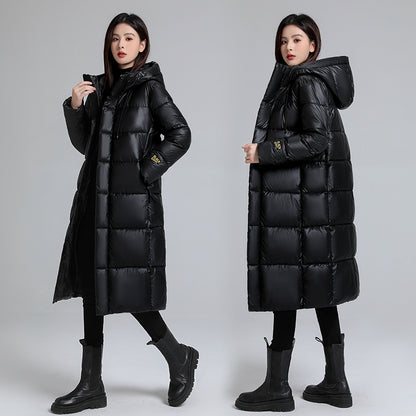 Women's Long Hooded Self-heating Graphene Cotton-padded Jacket
