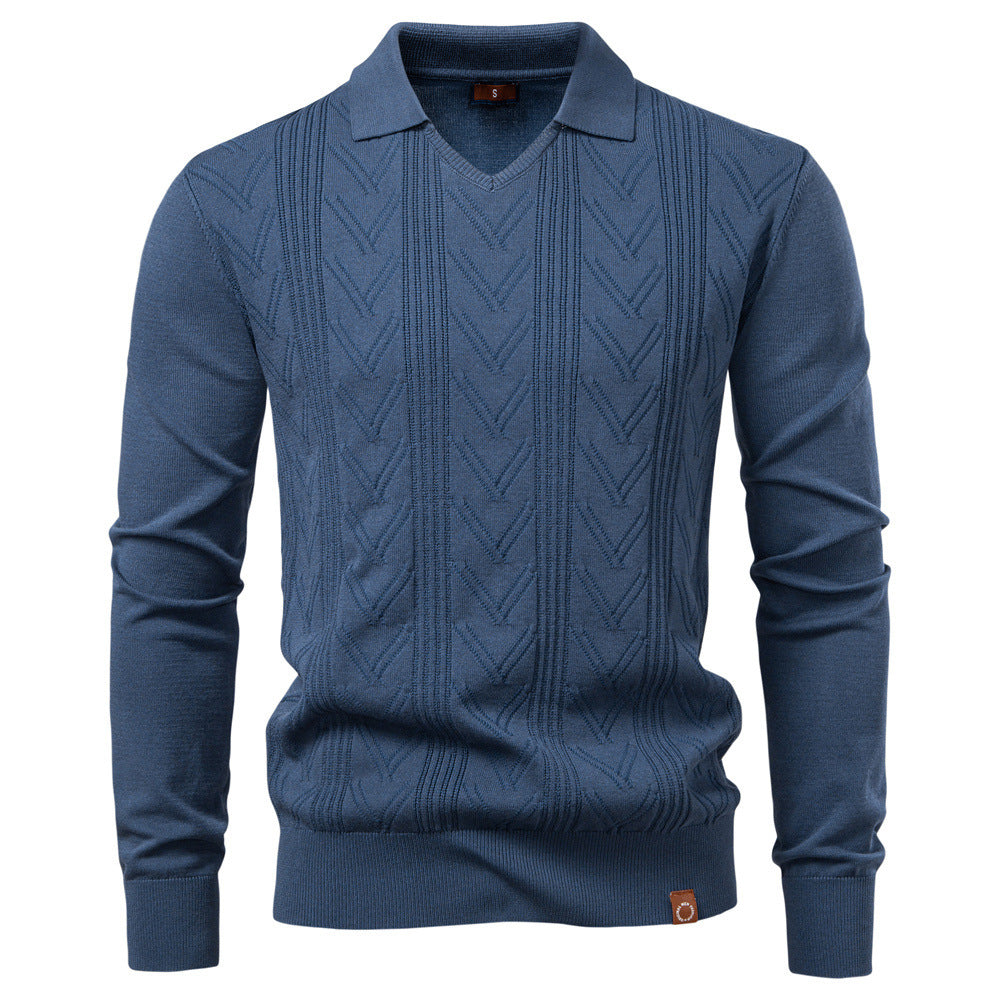 New Knitted Pullover Men's Jacquard V-neck Sweater