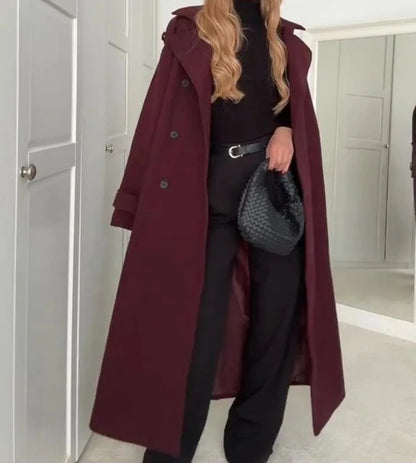 Manteau en laine à revers tendance avec ceinture, trench-coat croisé  long pour femme bien lire la description pour choisir sa grandeur