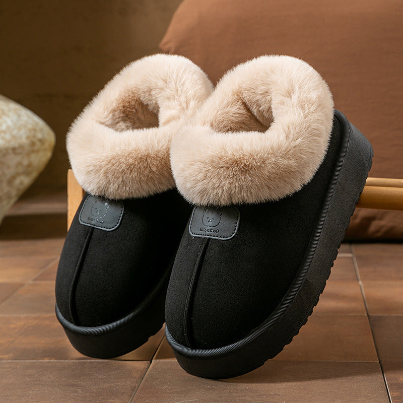 Chaussons en coton à enveloppement de cheville pour femmes, bottes de neige épaisses à la mode