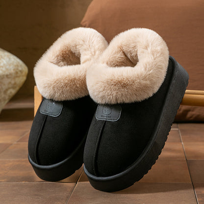 Chaussons en coton à enveloppement de cheville pour femmes, bottes de neige épaisses à la mode