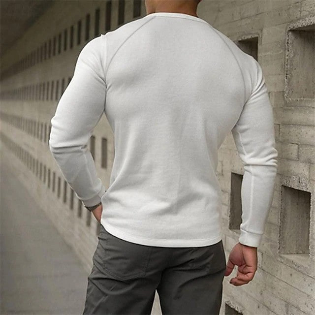 T-shirt à manches longues et col Henry pour homme