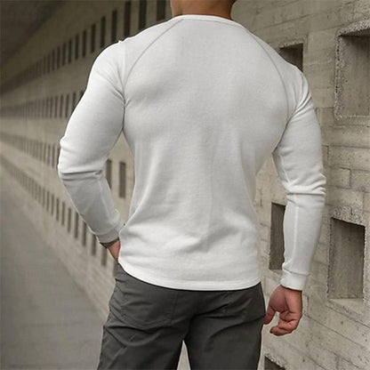 T-shirt à manches longues et col Henry pour homme