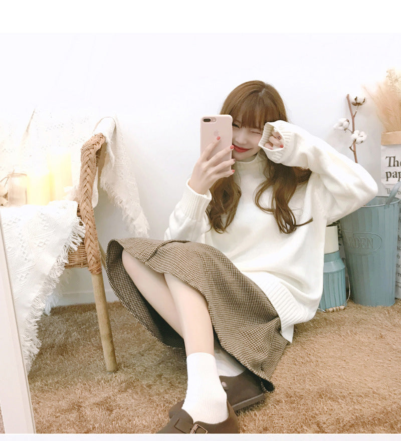 Pull col roulé couleur unie