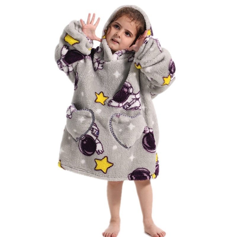 Vêtements confortables en velours de coton résistants au froid pour garçons et filles, couverture à capuche épaisse grande taille, vêtements de nuit pour enfants