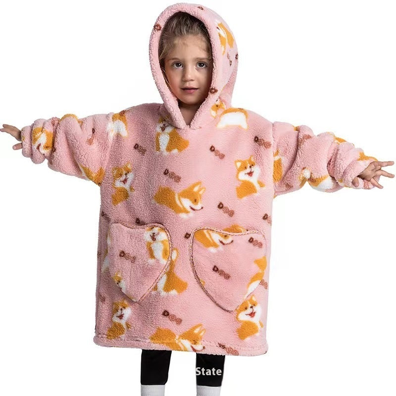 Vêtements confortables en velours de coton résistants au froid pour garçons et filles, couverture à capuche épaisse grande taille, vêtements de nuit pour enfants