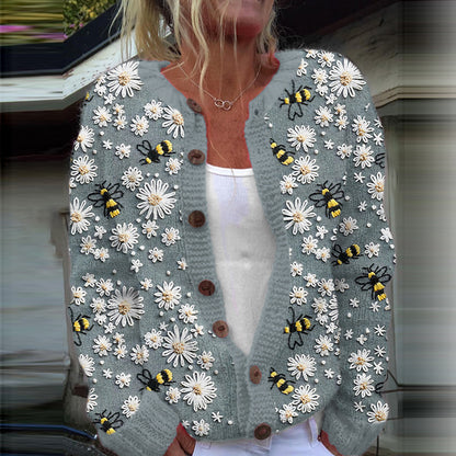 PROMO% Cardigan tricoté avec impression numérique 3D