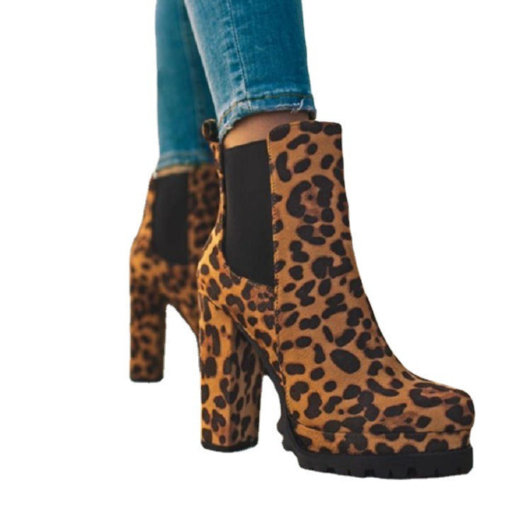 Bottines à bout rond, chaussures à talons hauts épais et carrés, décontractées, mode automne-hiver, en daim, pour soirées faite fureur les Girls