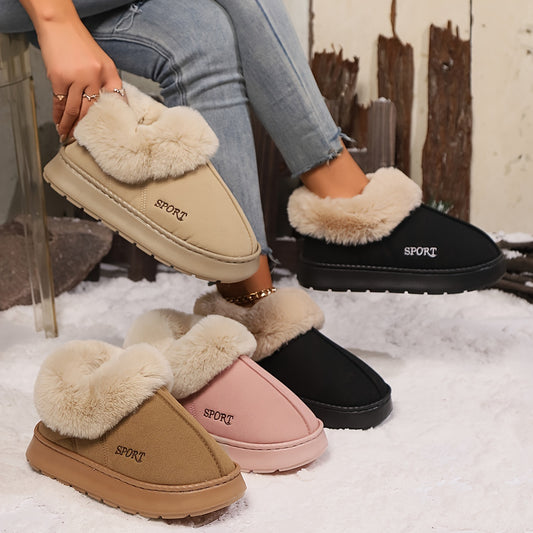 Chaussons confortables et doux pour femmes, chaussures à plateforme antidérapantes avec doublure en fausse fourrure, semelle silencieuse et ajustement confortable pour l'intérieur