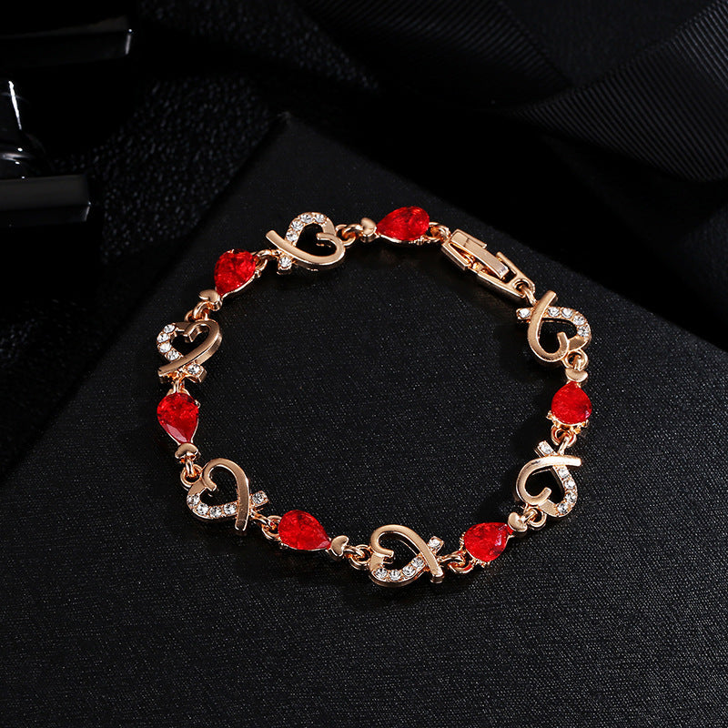 Bracelet d'amour creux avec strass, bracelet tendance en forme de cœur pour vos sortie chic