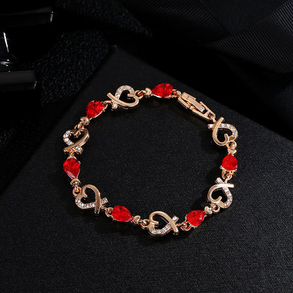 Bracelet d'amour creux avec strass, bracelet tendance en forme de cœur pour vos sortie chic