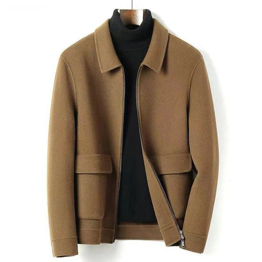 Manteau pour homme, épais, double face, revers en laine, décontracté