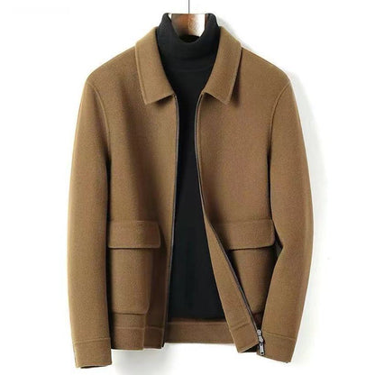 Manteau pour homme, épais, double face, revers en laine, décontracté