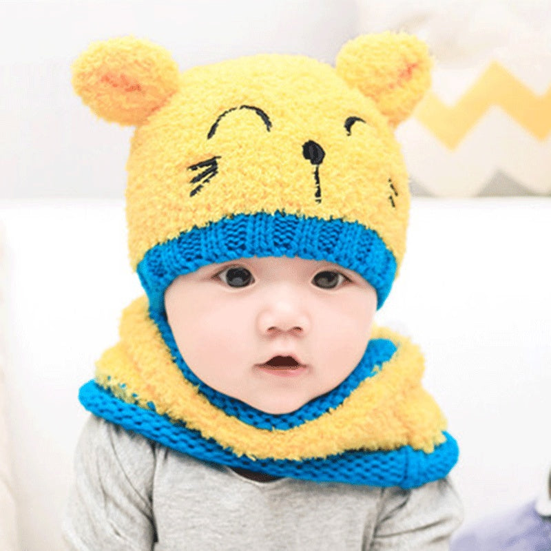 Tuque et foulard en laine,cute, chaud et confortable pour bébé