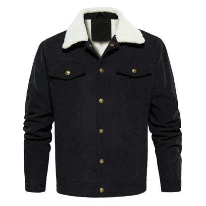 Veste d'hiver en velours côtelé pour homme, doublée chaude et épaisse, mode