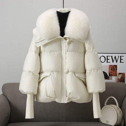 Doudoune en coton rembourrée pour femme, manteau épais à col court en fourrure, vêtements d'hiver