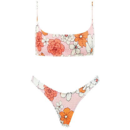 European And American Tube Top Pleated INS Triangle Double-sided Swimsuit