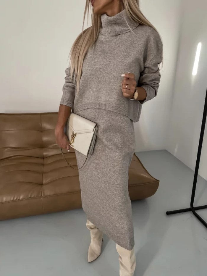 Ensemble 2 pièces pull-over à col roulé et robe longue sans manches pour femme, mode Fashion lire la description pour votre grandeur.
