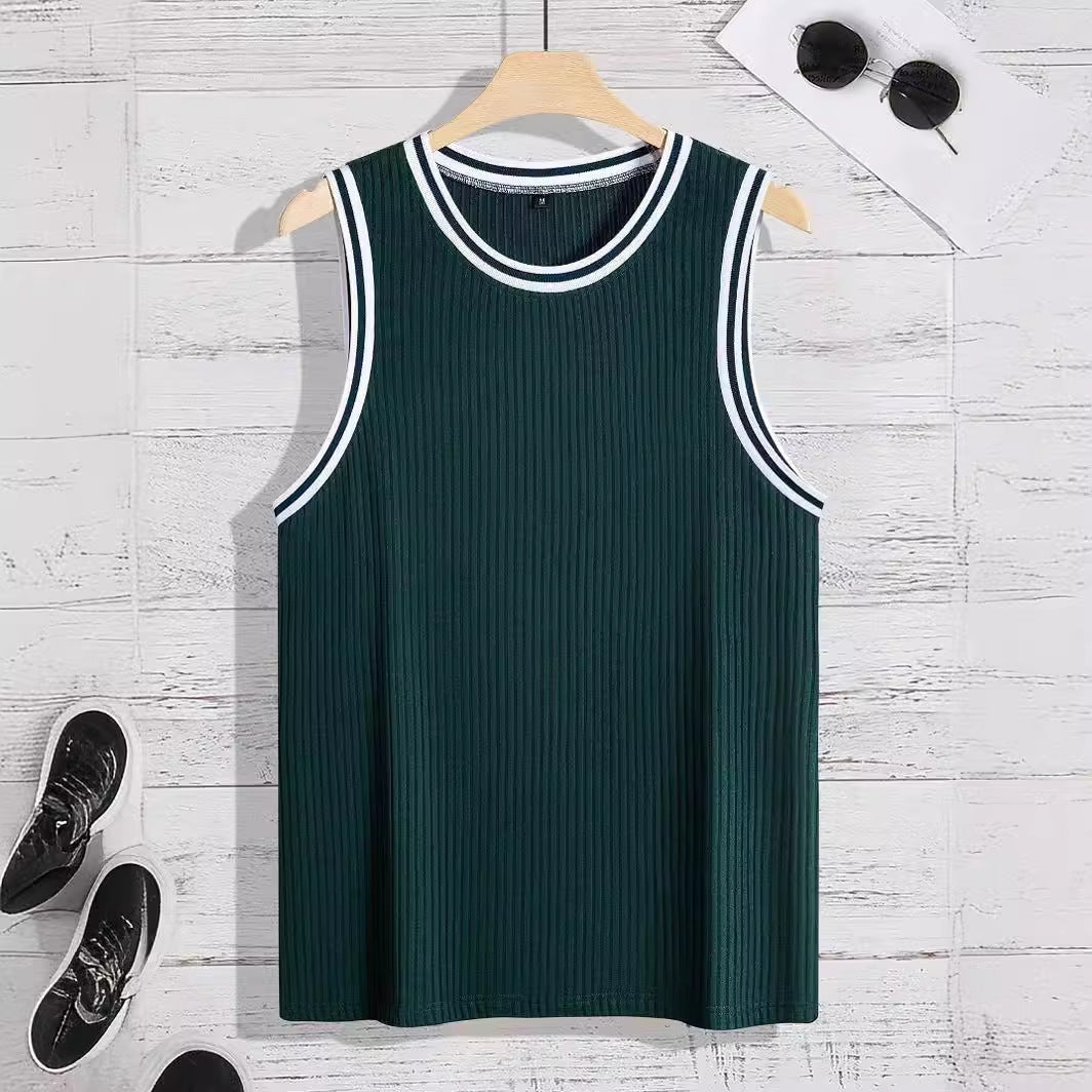 Gilet de sport ajusté en tricot à rayures verticales