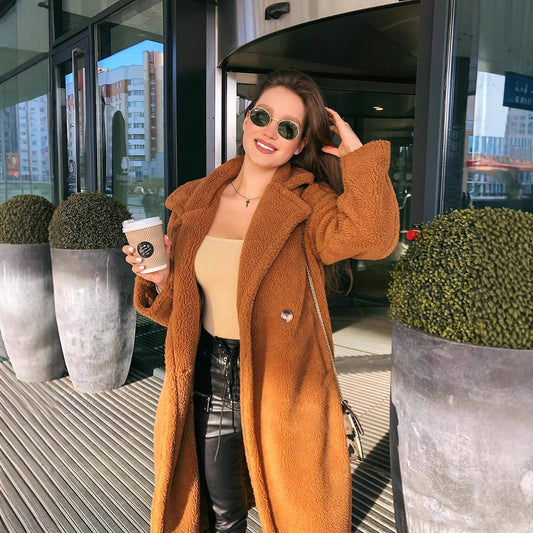 European And American Autumn And Winter Double-sided Lapel Woolen Coat For Women