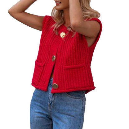 Beau cardigan rouge a bouton très stylée, mode tissu épais.