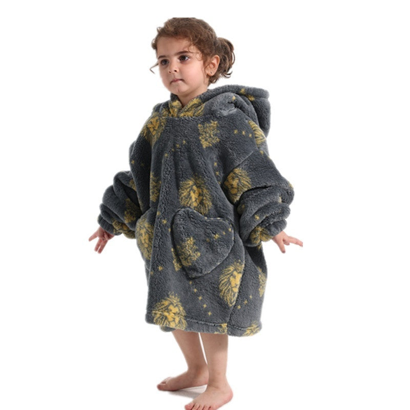 Vêtements confortables en velours de coton résistants au froid pour garçons et filles, couverture à capuche épaisse grande taille, vêtements de nuit pour enfants