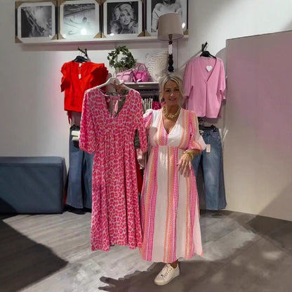 Printed V-neck Plus Size Dress Women