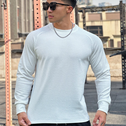 Men's Crew Neck Casual Plus Size Pullover Long Sleeve