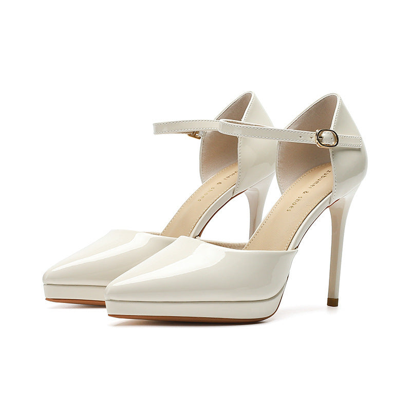 Pointed-toe Waterproof Platform Hollow 10 5cm Women's High Heels