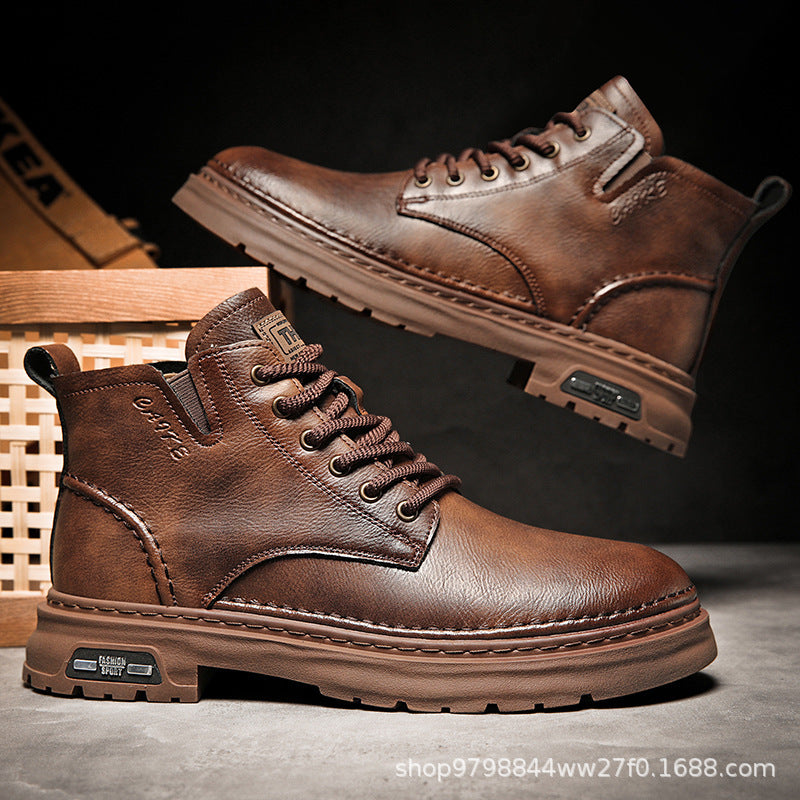 Bottes Martin mi-hautes à semelles épaisses, style rétro, faciles à assortir et décontractées