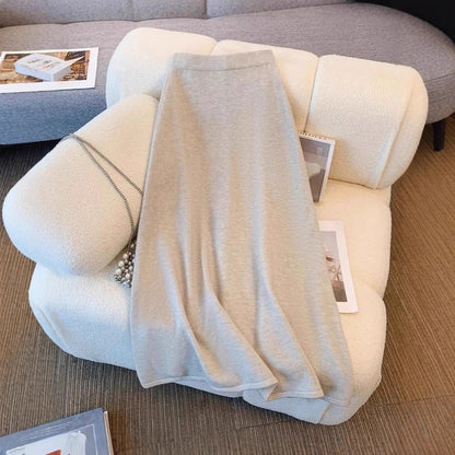 Women's Fashion Chinese Style Solid Color High Sense Sweater Mid-length Dress Set