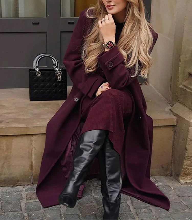 Manteau en laine à revers tendance avec ceinture, trench-coat croisé  long pour femme bien lire la description pour choisir sa grandeur