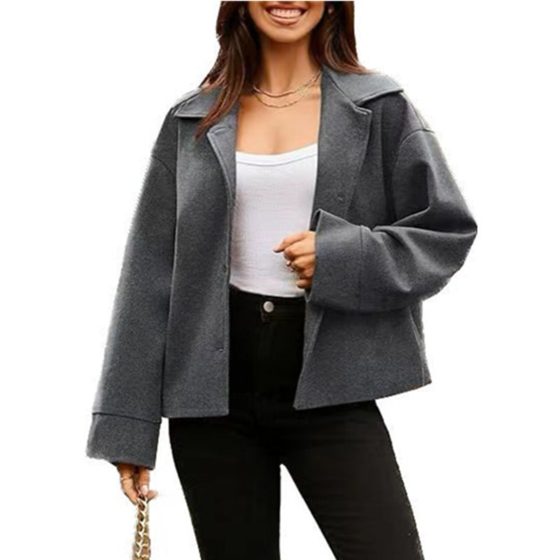 Manteau boutonné à manches longues pour femme