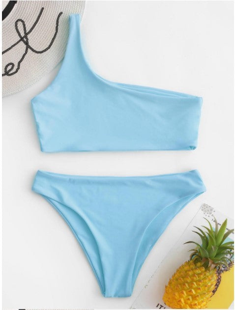 One Shoulder Bikini Swimsuit Suit Without Steel Ring