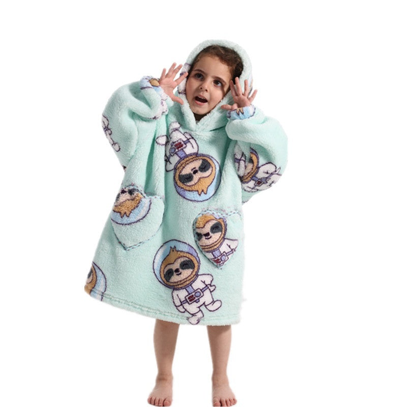 Vêtements confortables en velours de coton résistants au froid pour garçons et filles, couverture à capuche épaisse grande taille, vêtements de nuit pour enfants