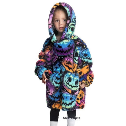 Vêtements confortables en velours de coton résistants au froid pour garçons et filles, couverture à capuche épaisse grande taille, vêtements de nuit pour enfants