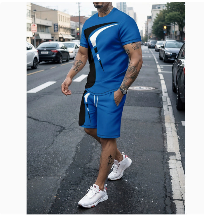 Ensemble t-shirt et short décontractés pour homme, vêtements de sport imprimés deux pièces