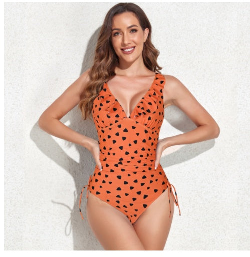 European And American Flounces One-piece Swimsuit
