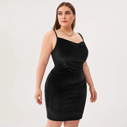 Elegant And Temperamental Women's Waist-cinching And Hip-hugging Velvet Banquet Dress