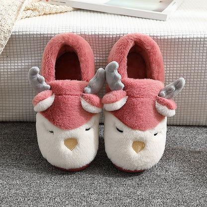 Pantoufles d'hiver pour la maison, pantoufles de chambre en peluche d'élan