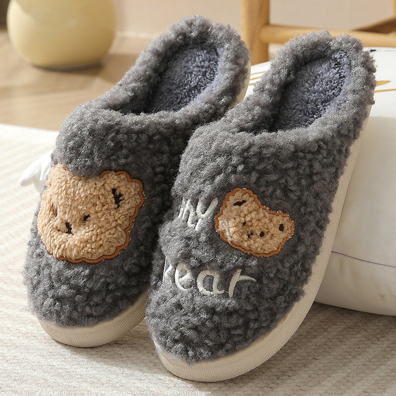 Chaussons d'hiver chauds en forme d'ours pour femmes
