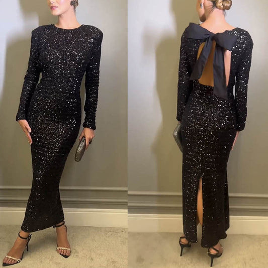 Belle robe élégante noir chic de couleur unie.  Lire la description pour choisir votre taille