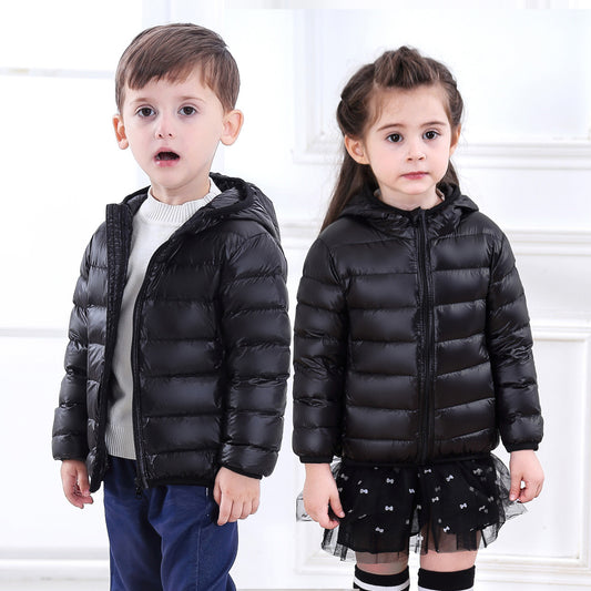 Doudoune légère pour enfant de taille moyenne et grande, veste courte à capuche en plumes pour enfant
