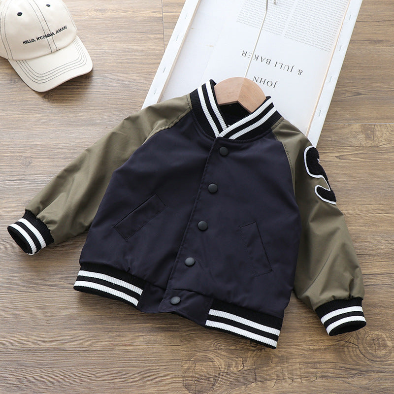 Nouveau manteau d'uniforme de baseball pour garçons, veste à col montant. Parfait pour l'automne.
