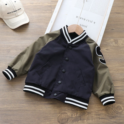 Nouveau manteau d'uniforme de baseball pour garçons, veste à col montant. Parfait pour l'automne.