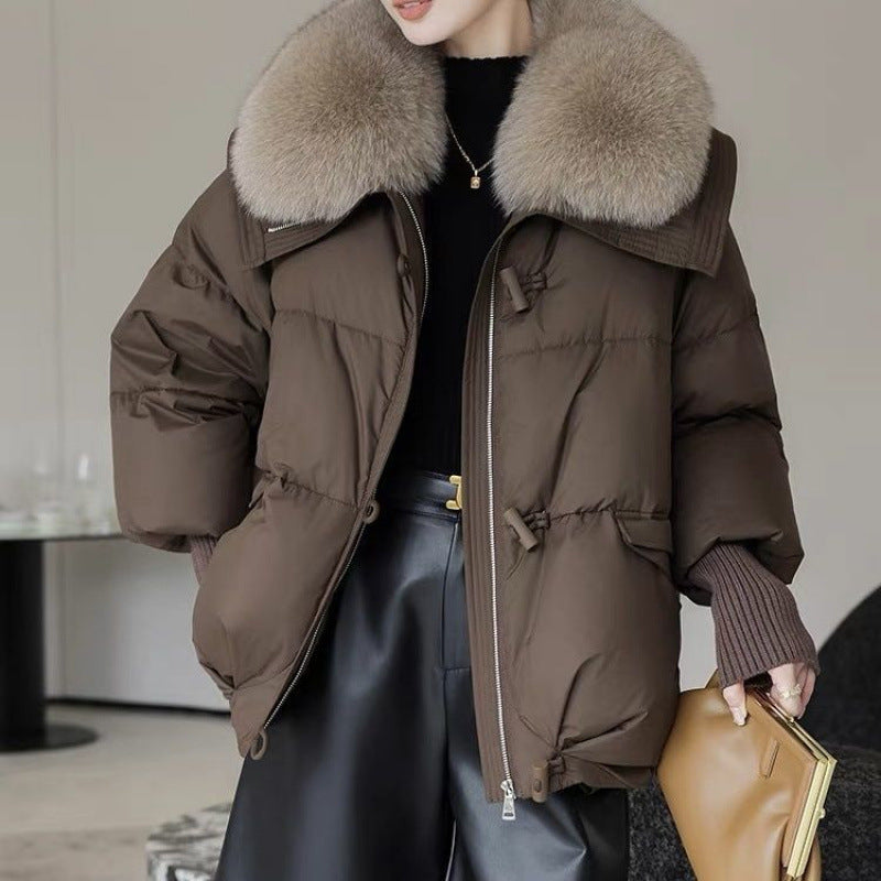 Doudoune en coton rembourrée pour femme, manteau épais à col court en fourrure, vêtements d'hiver